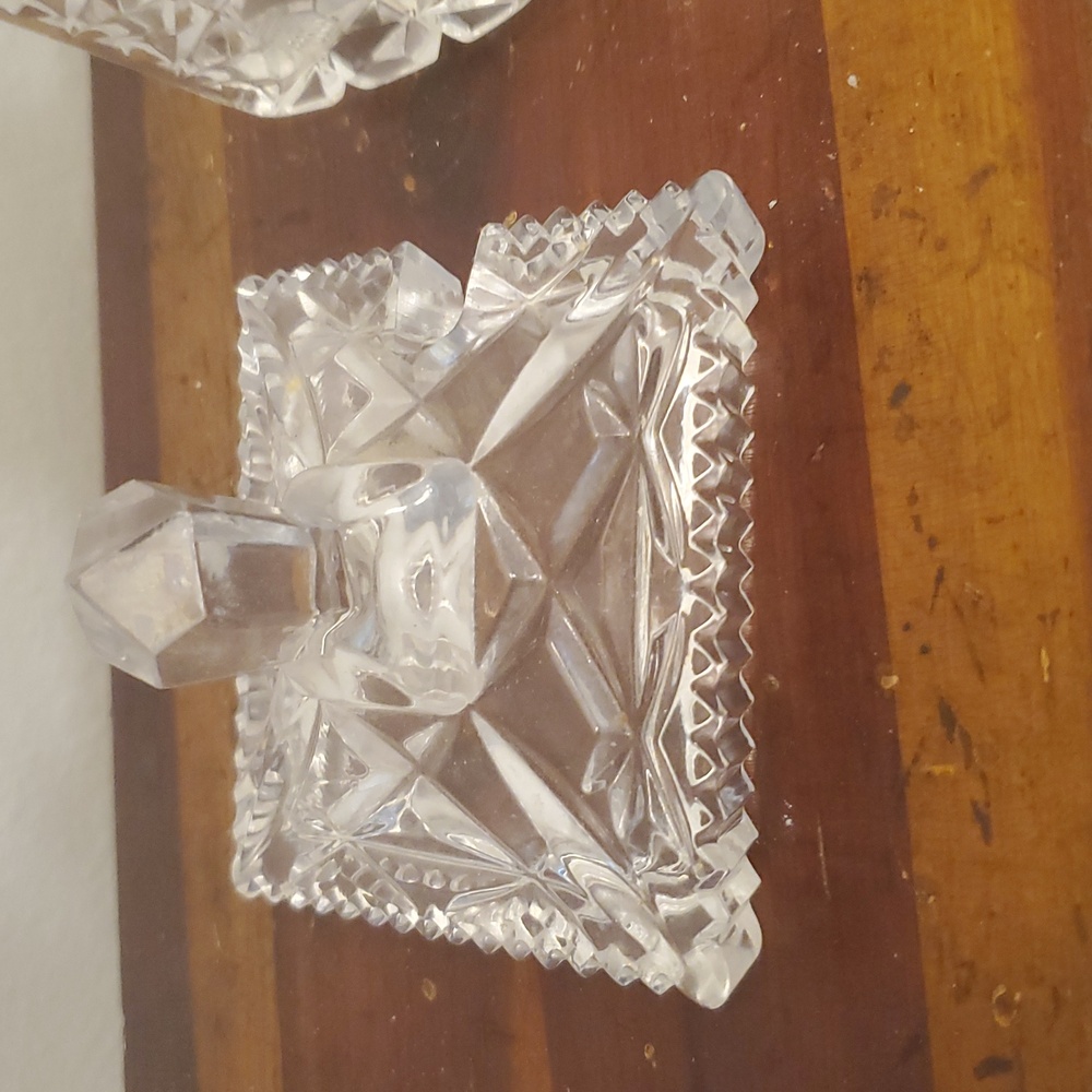 Vintage 1994 Clear Crystal Sugar Bowl with Lid and Spoon - Picture 5 of 5